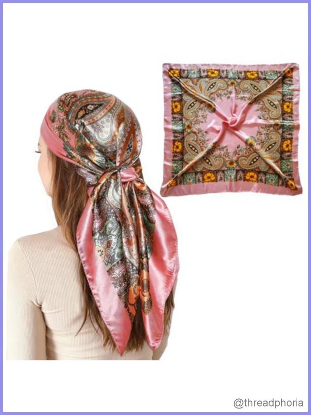 Satin Silk Like Hair Scarf 35x35 Head Wrap Bandana Purse Scarf